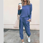 Lunavera Damen Zweiteiler mit weiter Hose Elegantes Freizeit-Set