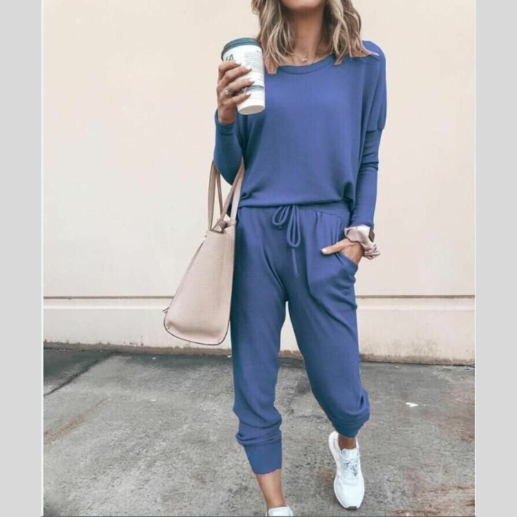 Lunavera Damen Zweiteiler mit weiter Hose Elegantes Freizeit-Set