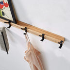 Wieszak ścienny Aluminium Drewno Podwójne Haki 40 cm