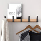 Wieszak ścienny Aluminium Drewno Podwójne Haki 40 cm