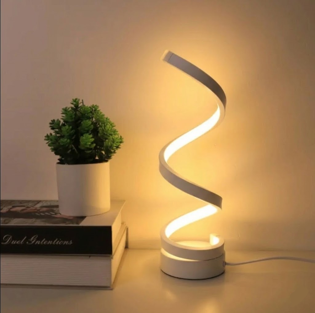 Lampa stołowa SpiralGlow LED z czujnikiem, ściemniana i z 3 kolorami światła