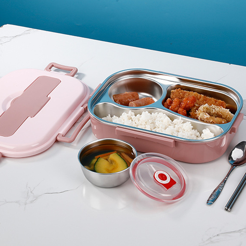 WarmPort Bento Lunchbox aus Edelstahl mit Fächern und Suppenschale