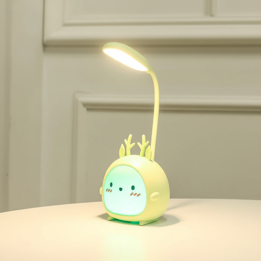 Lampa do czytania KinderLumi USB, nocna lampka w stylu kreskówkowym, przyjazna dla oczu