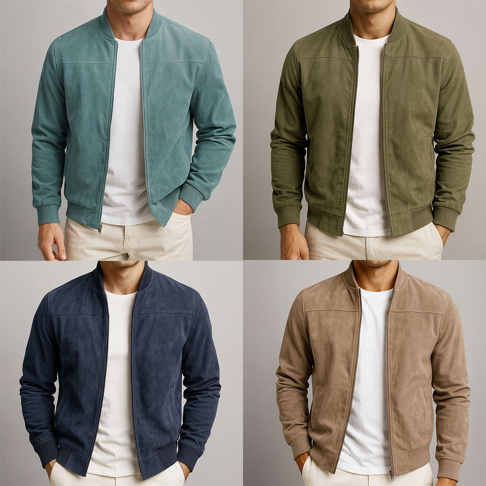 Velurox Herren Sommerjacke im Wildleder-Look mit Reißverschluss