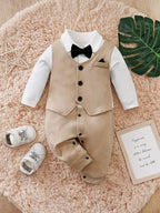 MiniGent Baby Strampler mit Fliege und Sakko-Design