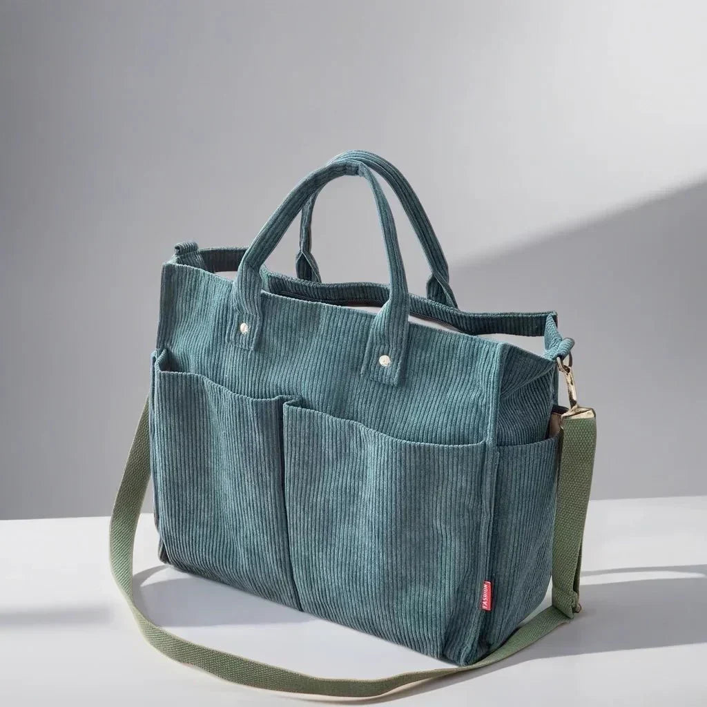 Schultertasche Damen Groß Cord für Freizeit und Arbeit