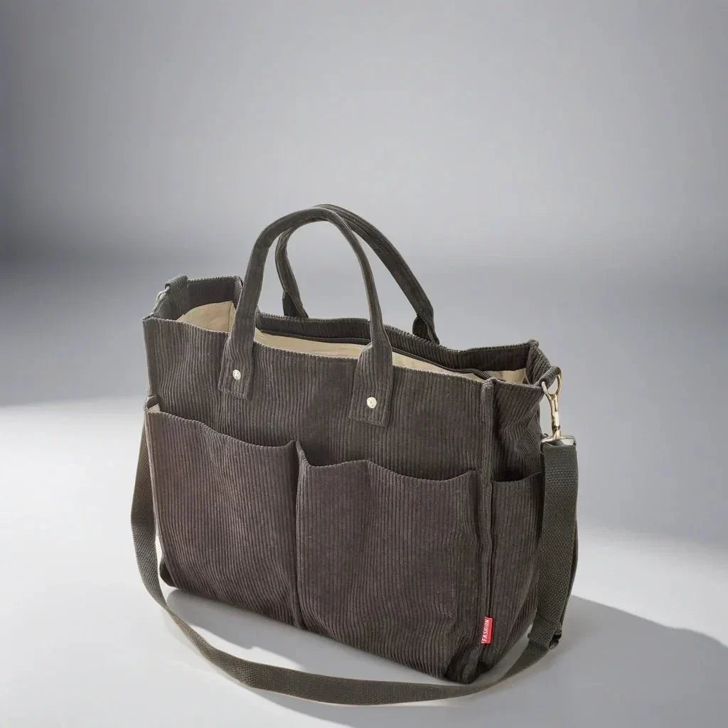 Schultertasche Damen Groß Cord für Freizeit und Arbeit