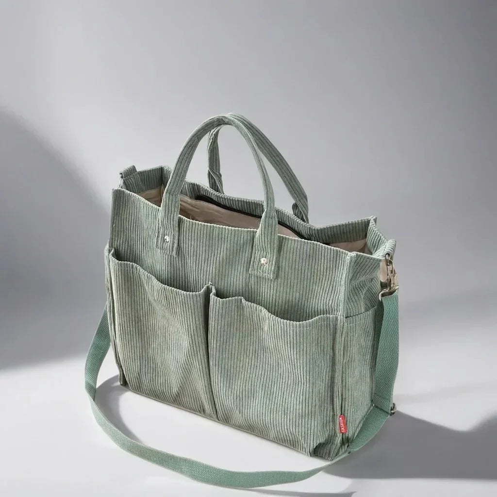 Schultertasche Damen Groß Cord für Freizeit und Arbeit
