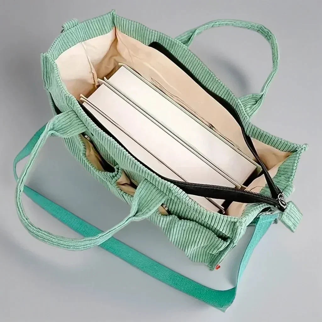 Schultertasche Damen Groß Cord für Freizeit und Arbeit