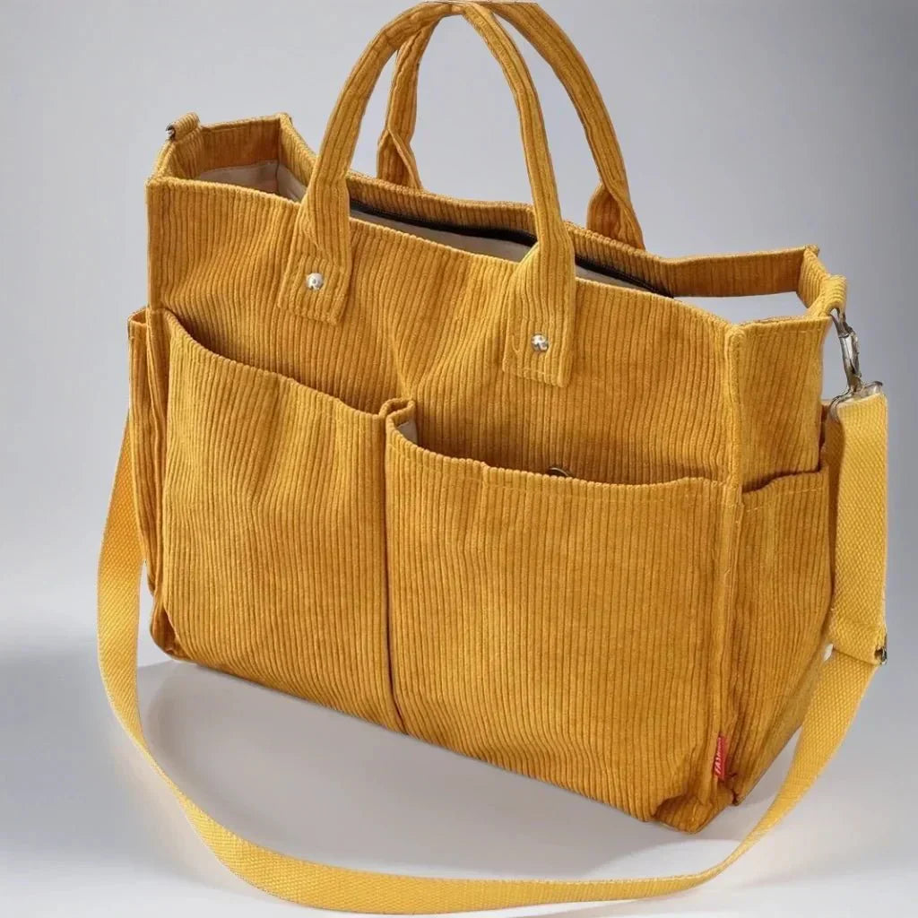 Schultertasche Damen Groß Cord für Freizeit und Arbeit