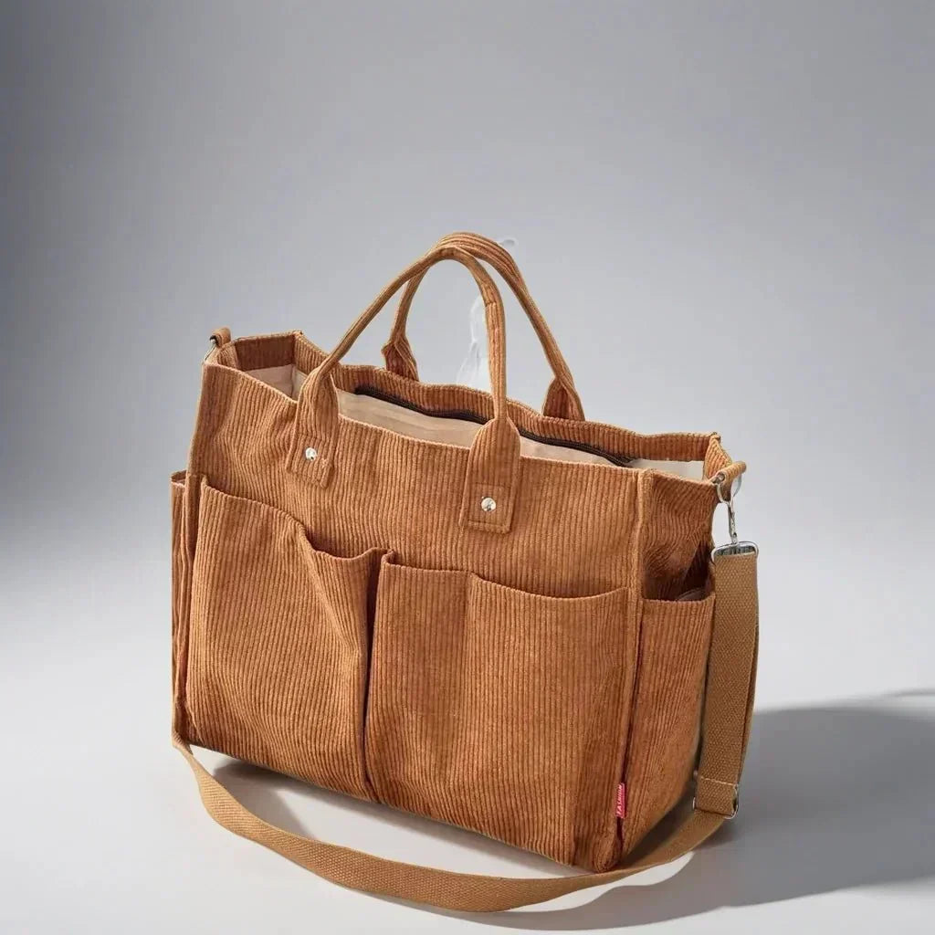 Schultertasche Damen Groß Cord für Freizeit und Arbeit