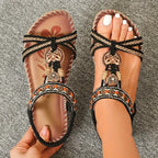Komfortiva NaturSchritt Damen Ledersandalen im Boho-Stil mit Komfortfußbett