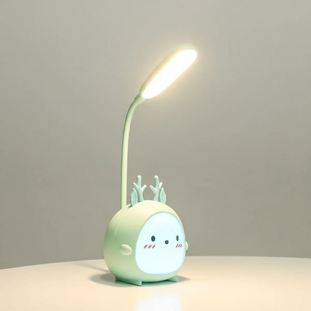 Lampa do czytania KinderLumi USB, nocna lampka w stylu kreskówkowym, przyjazna dla oczu