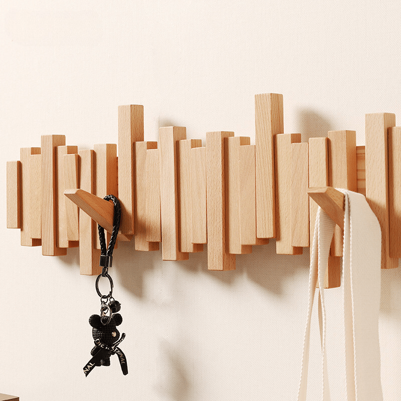 KlappHolz Wandgarderobe mit Haken Modern Platzsparend