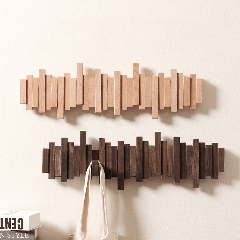 KlappHolz Wandgarderobe mit Haken Modern Platzsparend