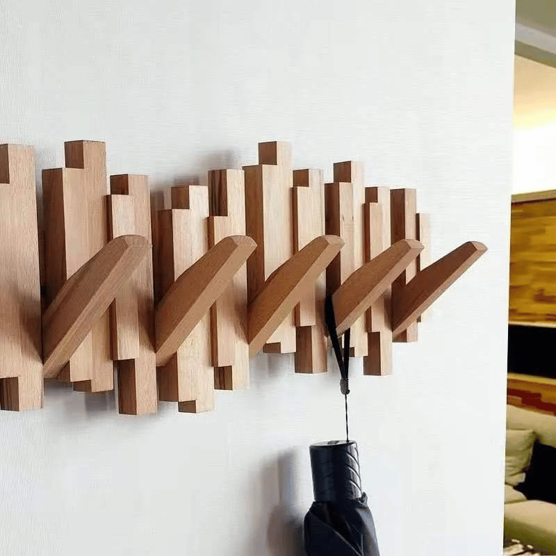 KlappHolz Wandgarderobe mit Haken Modern Platzsparend