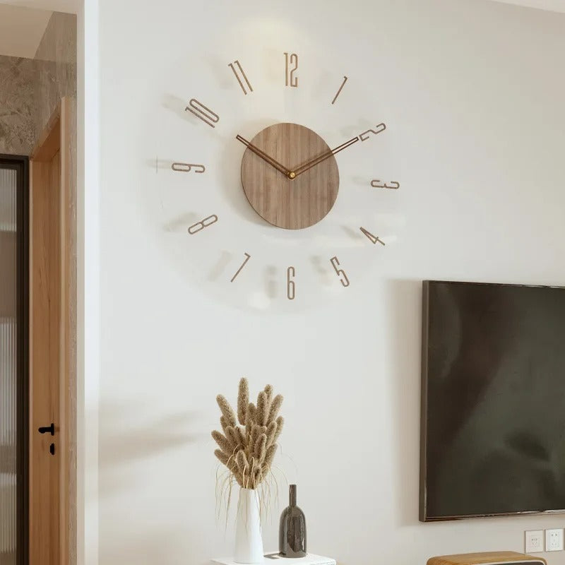 Holz-Wanduhr mit großem Format und leisem Uhrwerk