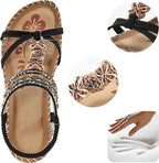Komfortiva NaturSchritt Damen Ledersandalen im Boho-Stil mit Komfortfußbett