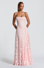 Blütenzauber Maxikleid mit Schnürdetail – Florales Sommerkleid Damen