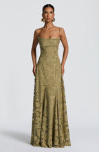 Blütenzauber Maxikleid mit Schnürdetail – Florales Sommerkleid Damen