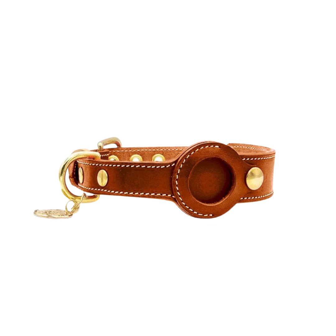 TrackPaw Hundehalsband mit Halterung für AirTag aus PU