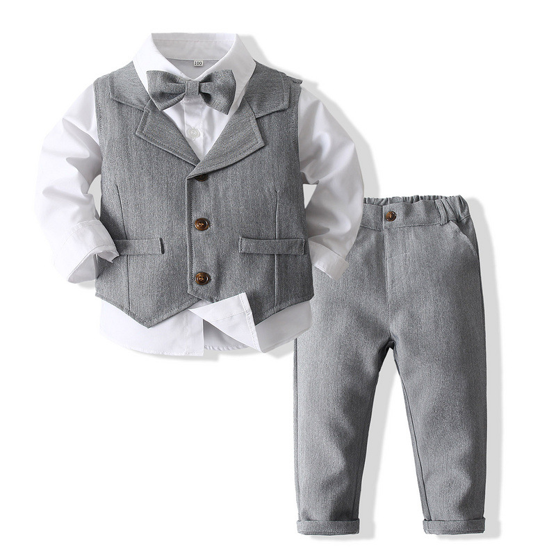 Gentino Kinderanzug Set – 4-teiliges Festliches Outfit mit Fliege
