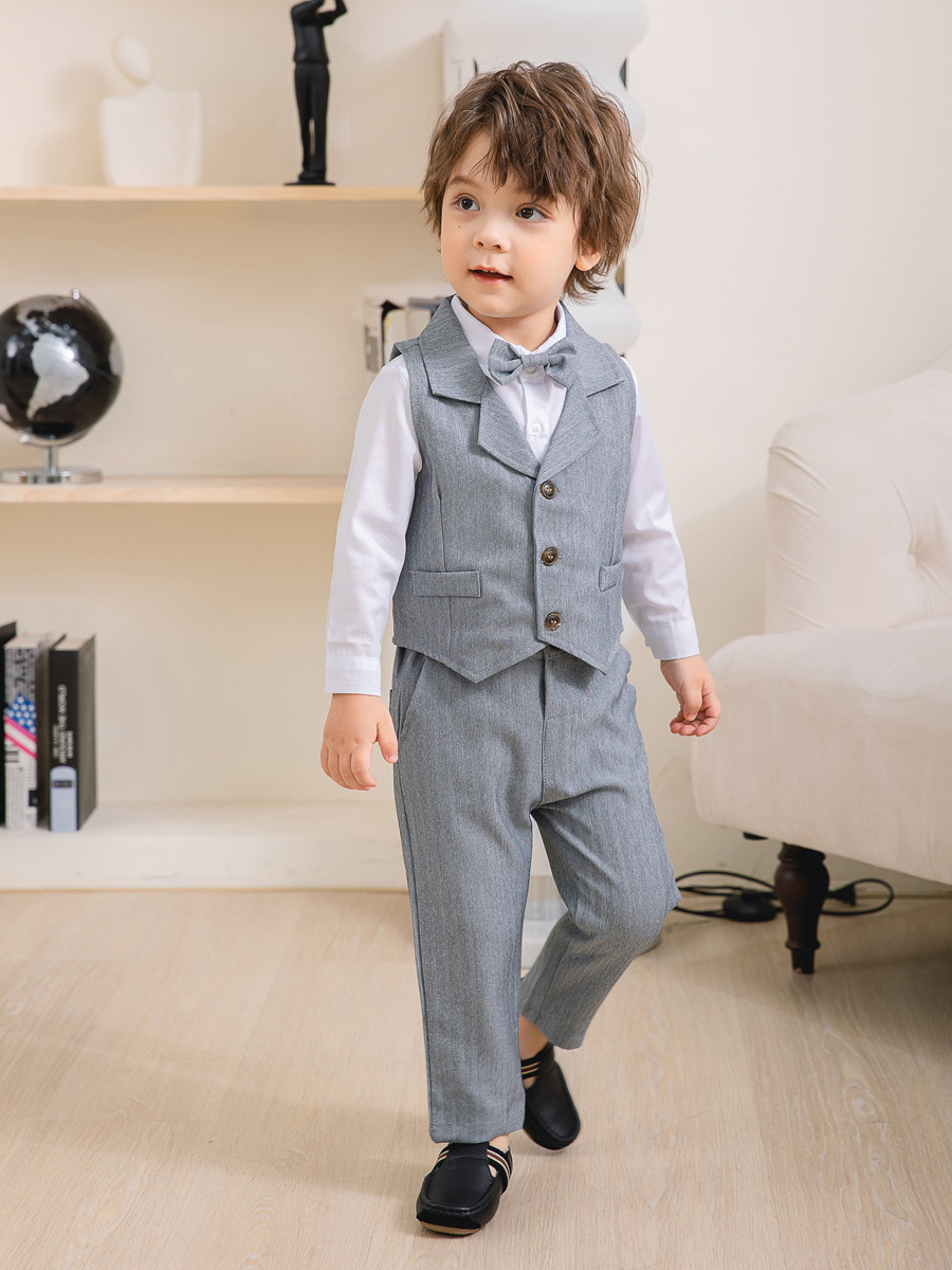 Gentino Kinderanzug Set – 4-teiliges Festliches Outfit mit Fliege