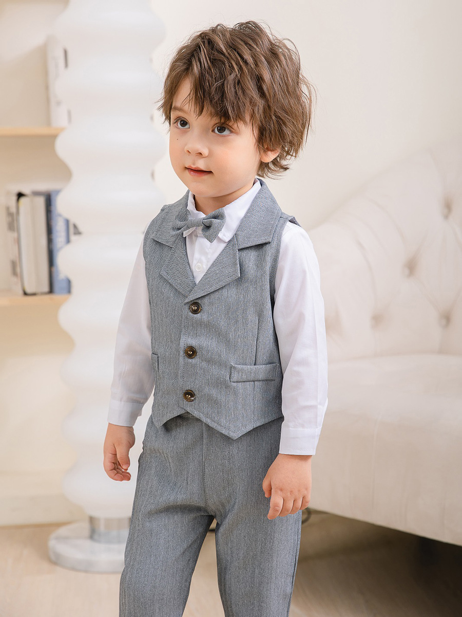 Gentino Kinderanzug Set – 4-teiliges Festliches Outfit mit Fliege