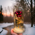 GoldFlora LED Rosenkugel unter Glasglocke dekoratives Geschenk