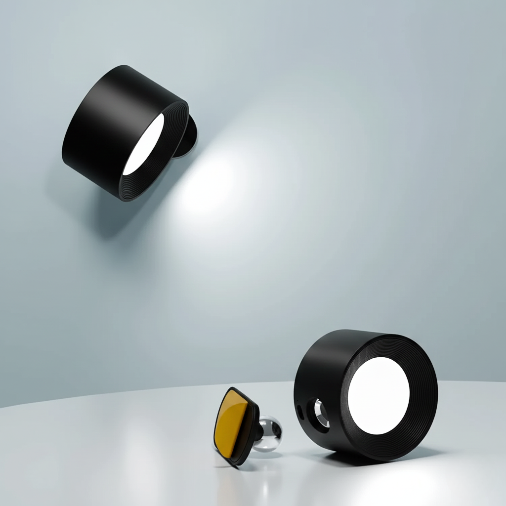 Bezprzewodowa lampa ścienna LED z obrotową głowicą i ładowaniem USB
