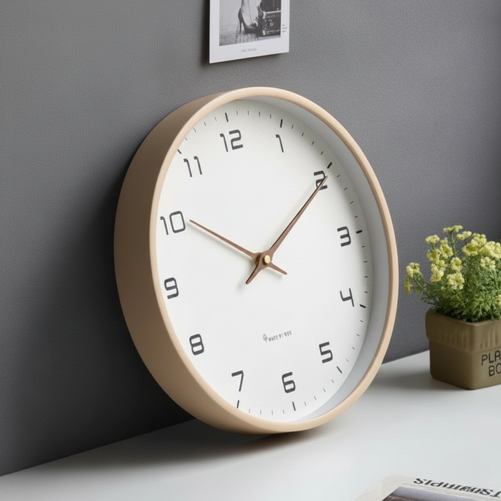 Holz-Wanduhr mit leisem Uhrwerk und minimalistischer Gestaltung