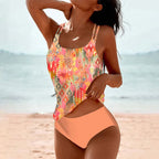 Aquarelle Tankini Damen – Zweiteiliger Badeanzug mit Muster