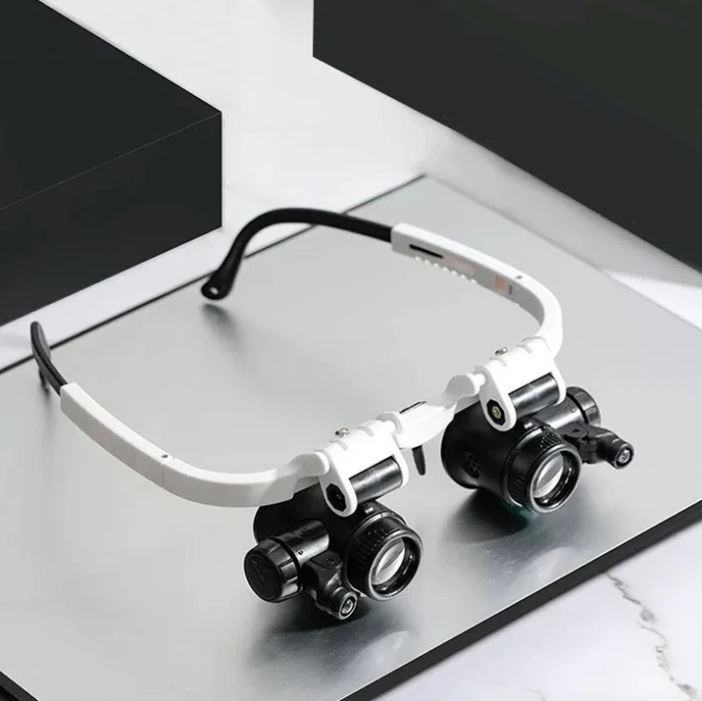 ZoomVision LED Lupenbrille mit Wechselobjektiven