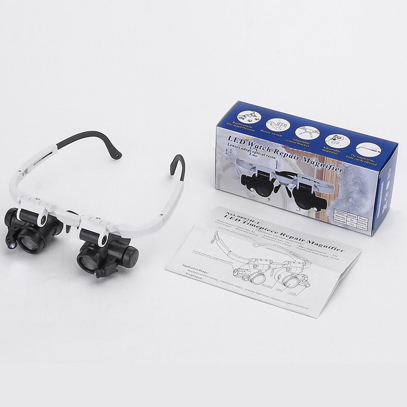 ZoomVision LED Lupenbrille mit Wechselobjektiven