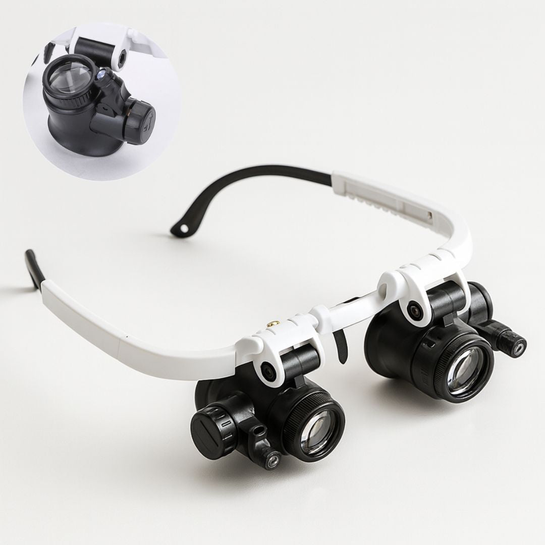 ZoomVision LED Lupenbrille mit Wechselobjektiven