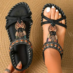 Komfortiva NaturSchritt Damen Ledersandalen im Boho-Stil mit Komfortfußbett