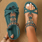 Komfortiva NaturSchritt Damen Ledersandalen im Boho-Stil mit Komfortfußbett