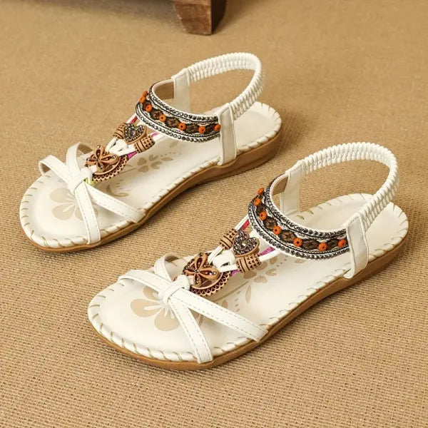 Komfortiva NaturSchritt Damen Ledersandalen im Boho-Stil mit Komfortfußbett
