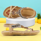 Komfortiva NaturSchritt Damen Ledersandalen im Boho-Stil mit Komfortfußbett