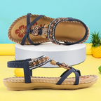 Komfortiva NaturSchritt Damen Ledersandalen im Boho-Stil mit Komfortfußbett