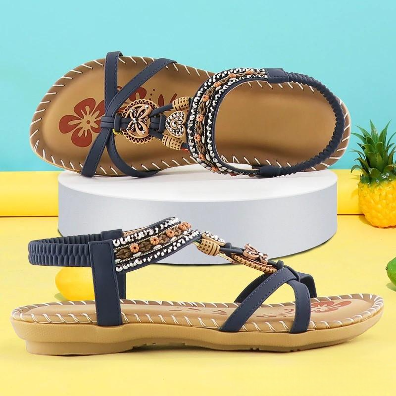 Komfortiva NaturSchritt Damen Ledersandalen im Boho-Stil mit Komfortfußbett