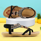 Komfortiva NaturSchritt Damen Ledersandalen im Boho-Stil mit Komfortfußbett
