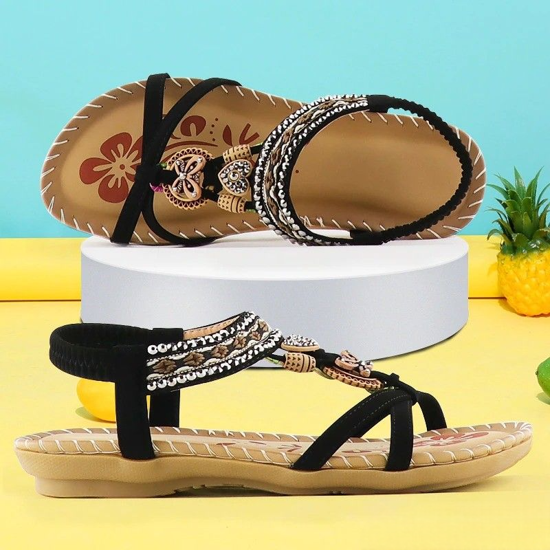 Komfortiva NaturSchritt Damen Ledersandalen im Boho-Stil mit Komfortfußbett
