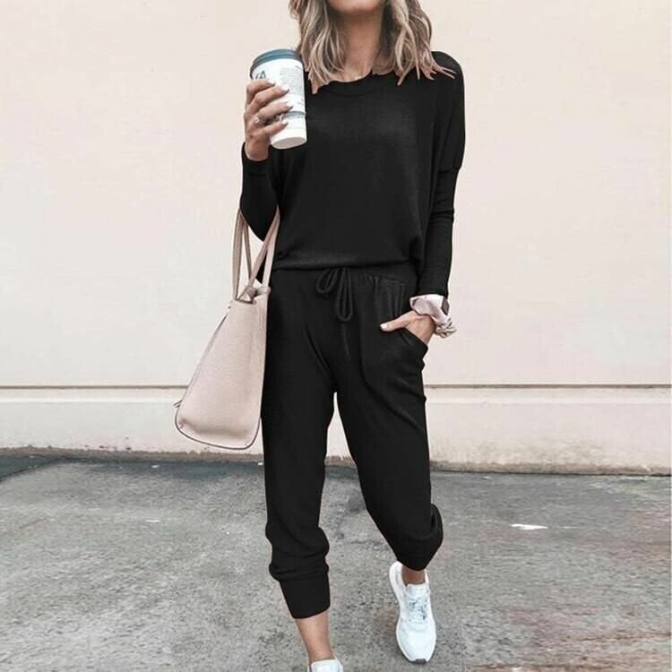 Lunavera Damen Zweiteiler mit weiter Hose Elegantes Freizeit-Set
