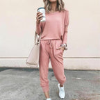 Lunavera Damen Zweiteiler mit weiter Hose Elegantes Freizeit-Set