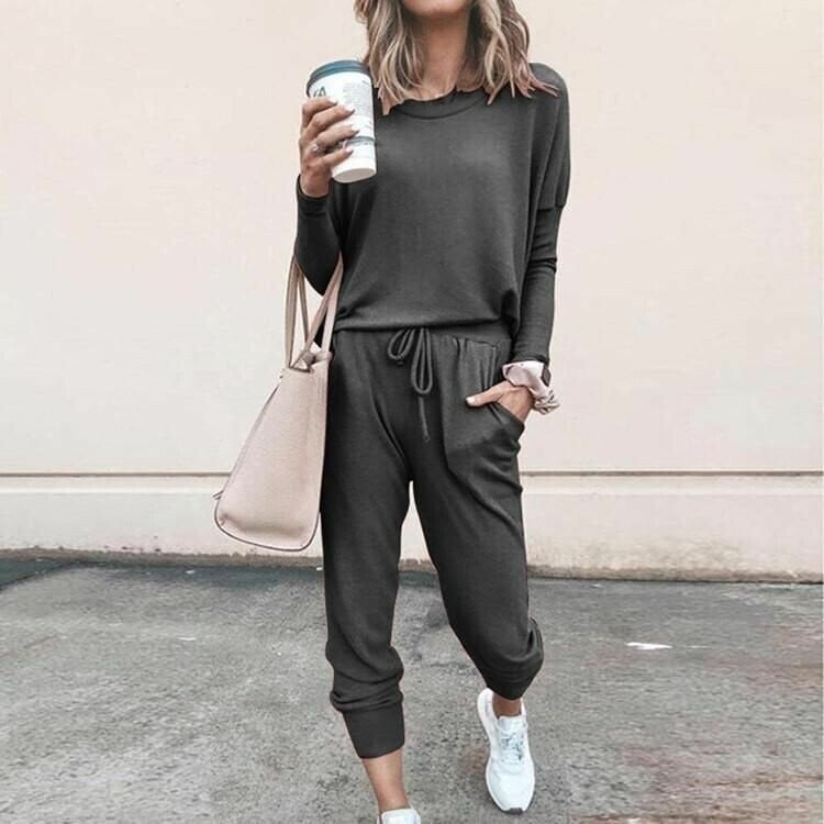 Lunavera Damen Zweiteiler mit weiter Hose Elegantes Freizeit-Set