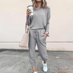 Lunavera Damen Zweiteiler mit weiter Hose Elegantes Freizeit-Set