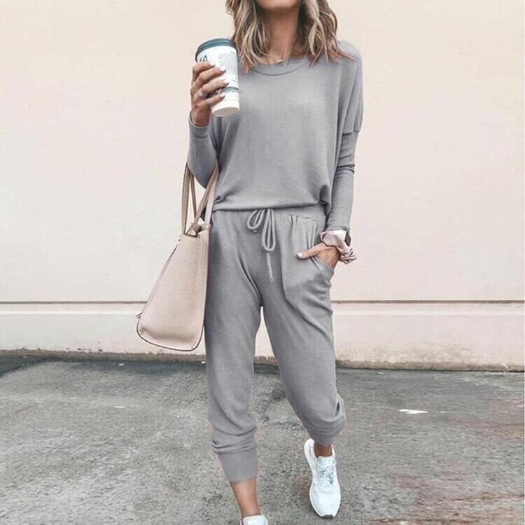 Lunavera Damen Zweiteiler mit weiter Hose Elegantes Freizeit-Set