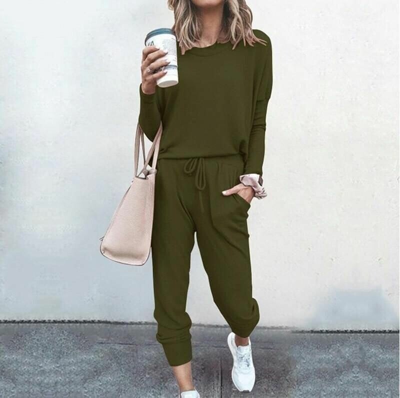 Lunavera Damen Zweiteiler mit weiter Hose Elegantes Freizeit-Set