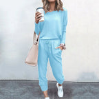 Lunavera Damen Zweiteiler mit weiter Hose Elegantes Freizeit-Set